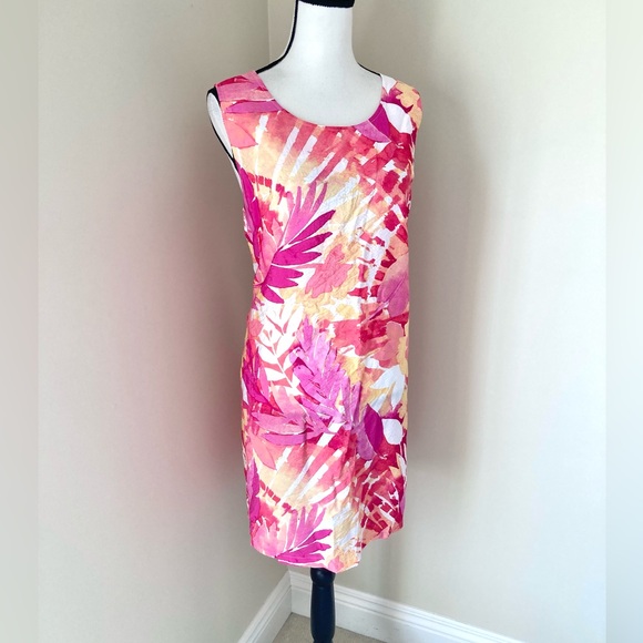 Escape by Habitat Tropical Watercolor Shift Dress Guava Pink/Orange Size XL - Picture 3 of 9